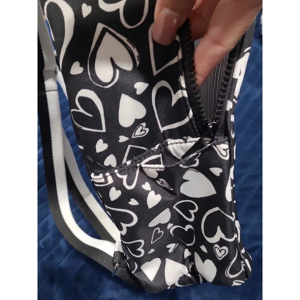 Brighton Endless Love Small  Backpack Heart Print Black/White Zipper /Pockets BG